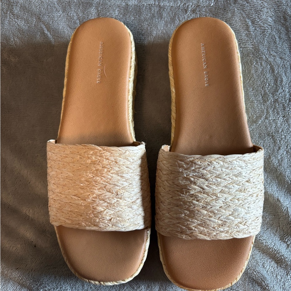 American Eagle Outfitters Tan Espadrille Slides